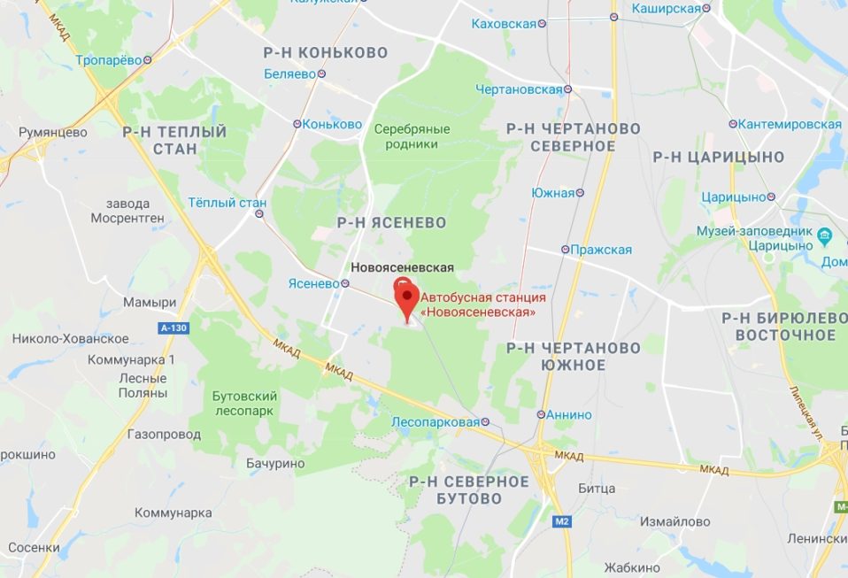 Москва автостанция новоясеневская на карте